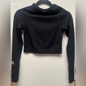 New WOT PINK Victoria's Secret Black Cropped Long Sleeve Shirt